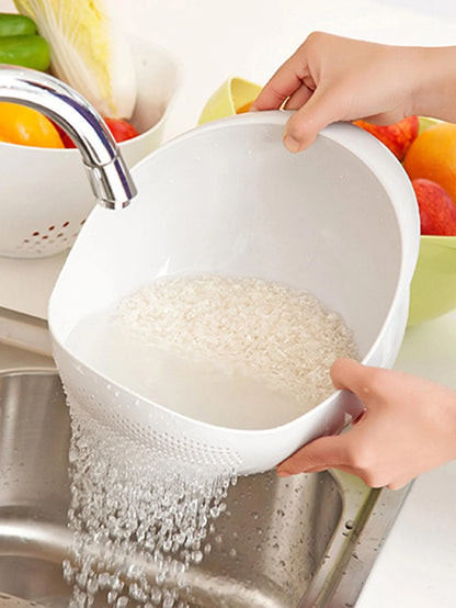 Silicone Colander Rice Bowl Fruit Bowl Washing Drain Basket